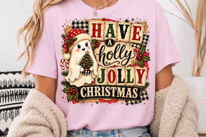 Christmas Patchwork Sublimation Bundle Cute Christmas Ghost PNG Designs