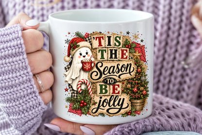 Christmas Patchwork Sublimation Bundle Cute Christmas Ghost PNG Designs