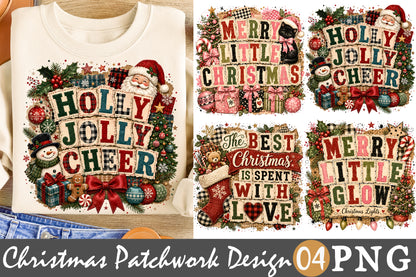 Holly Jolly Cheer PNG Bundle Christmas Patchwork Sublimation Designs