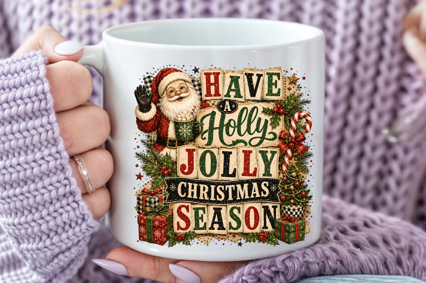 Merry Christmas Patchwork PNG Bundle Vintage Holiday Sublimation Designs