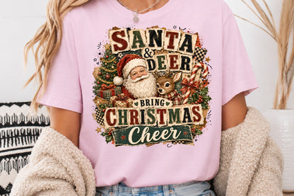 Pink Christmas Patchwork PNG Bundle Merry and Bright Sublimation Designs