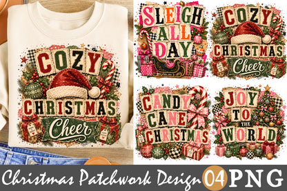 Cozy Christmas Cheer PNG Bundle Christmas Patchwork Sublimation Designs