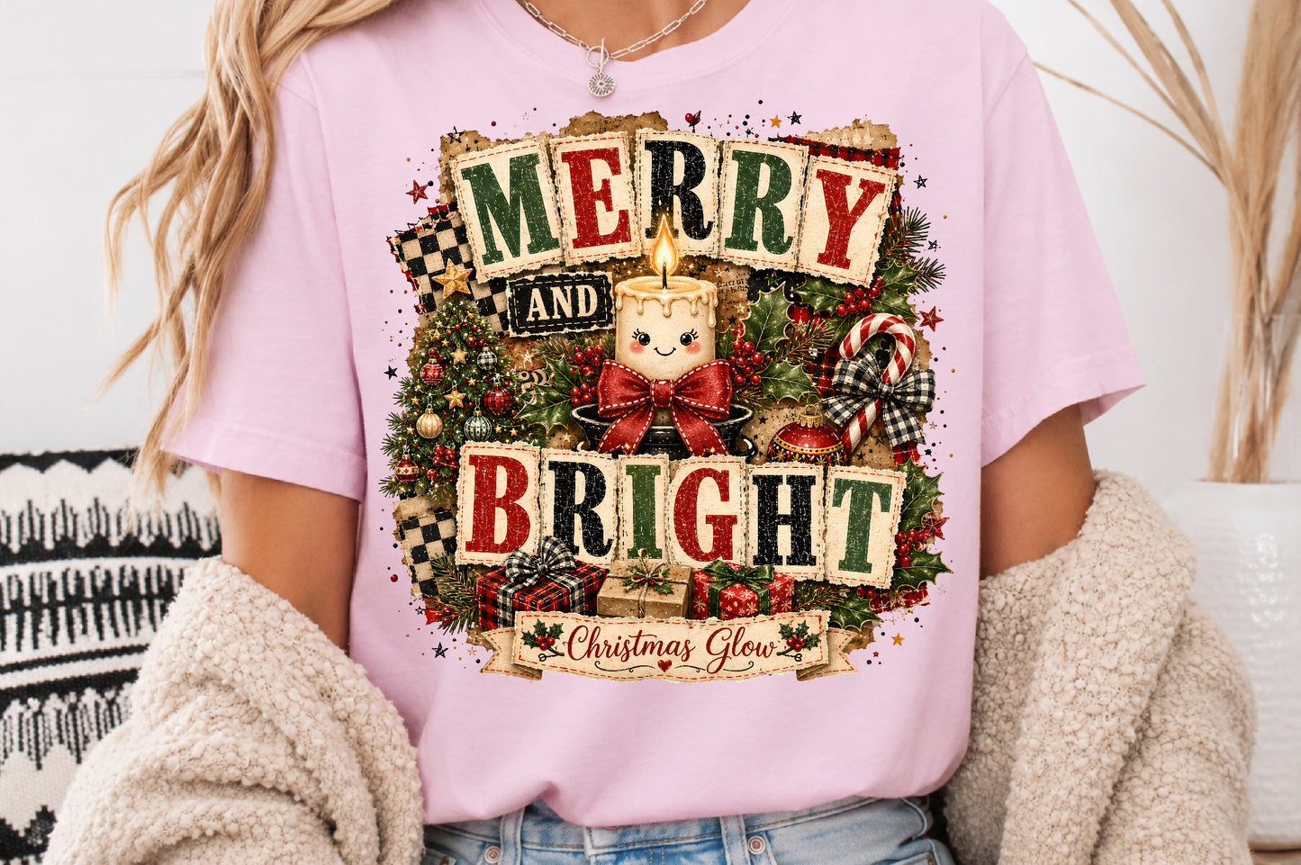 Christmas Wreaths Wishes PNG Bundle Holly Jolly Patchwork Sublimation Designs