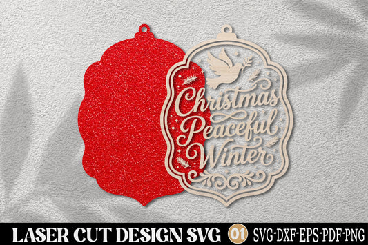 Christmas Peaceful Winter Laser Cut SVG | Christmas Dove Ornament Cut File