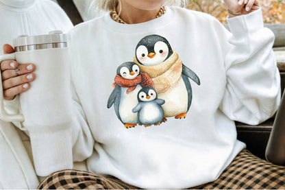 Watercolor Christmas Penguin Clipart PNG Bundle