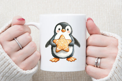 Watercolor Christmas Penguin Clipart PNG Bundle