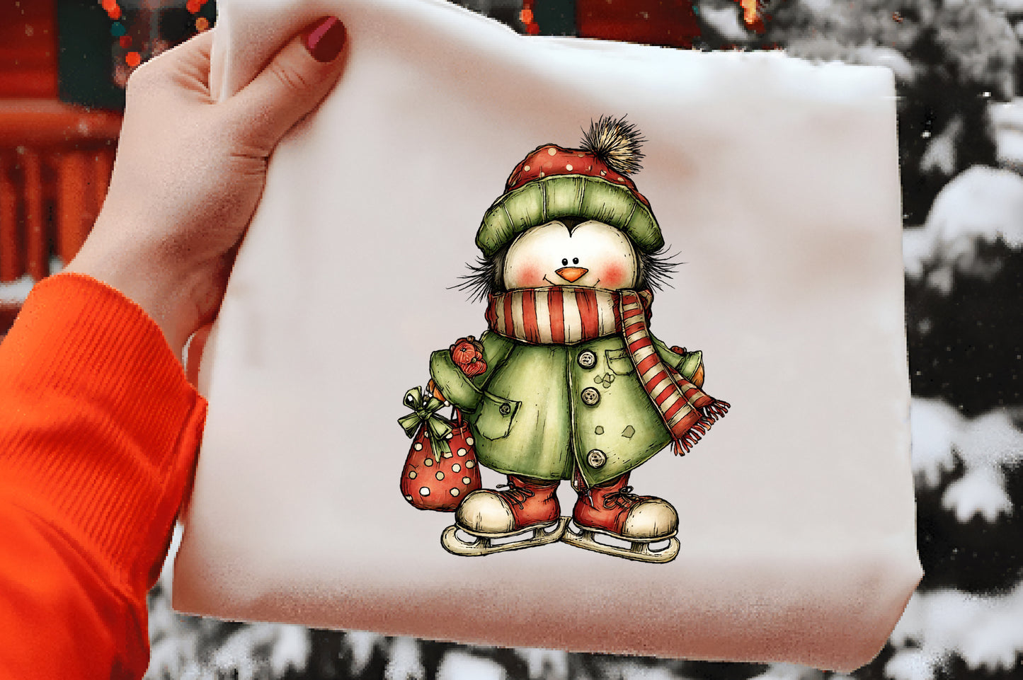 Christmas Penguin Clipart PNG Bundle | Cute Watercolor Holiday Penguin Clipart | Festive Winter Penguin PNG