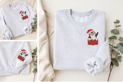 Christmas Penguin in Chimney Embroidery Design