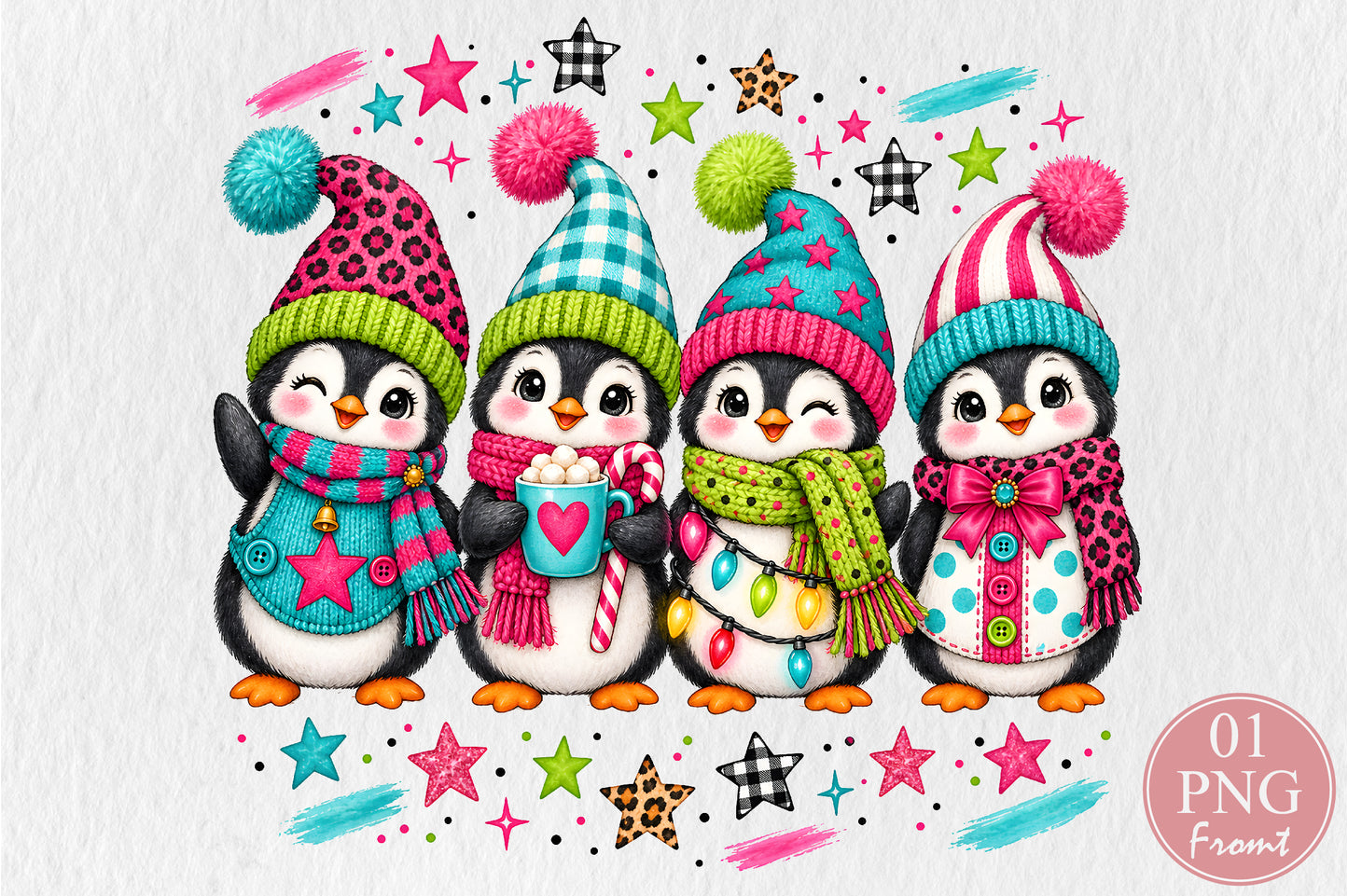 Cute Christmas Penguins PNG Sublimation Bundle Winter Penguin Design