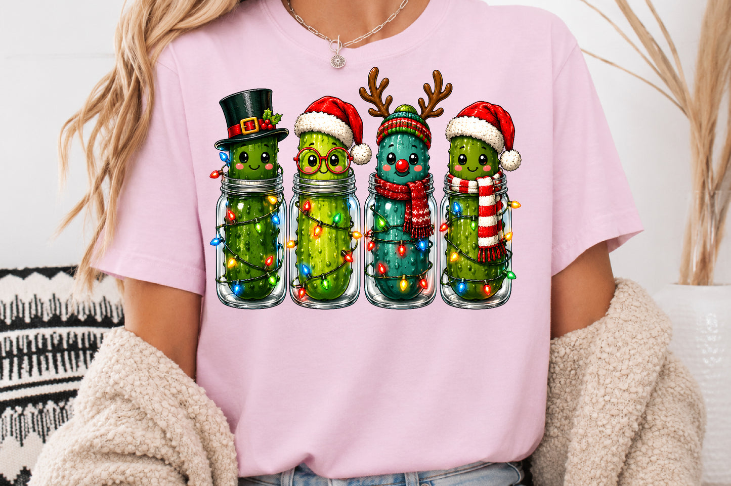 Christmas Pickles in Mason Jar PNG Sublimation Design