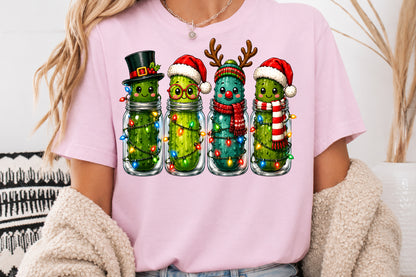 Christmas Pickles in Mason Jar PNG Sublimation Design
