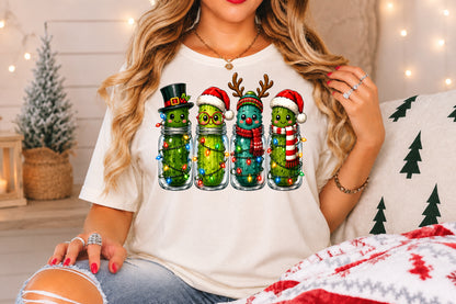 Christmas Pickles in Mason Jar PNG Sublimation Design