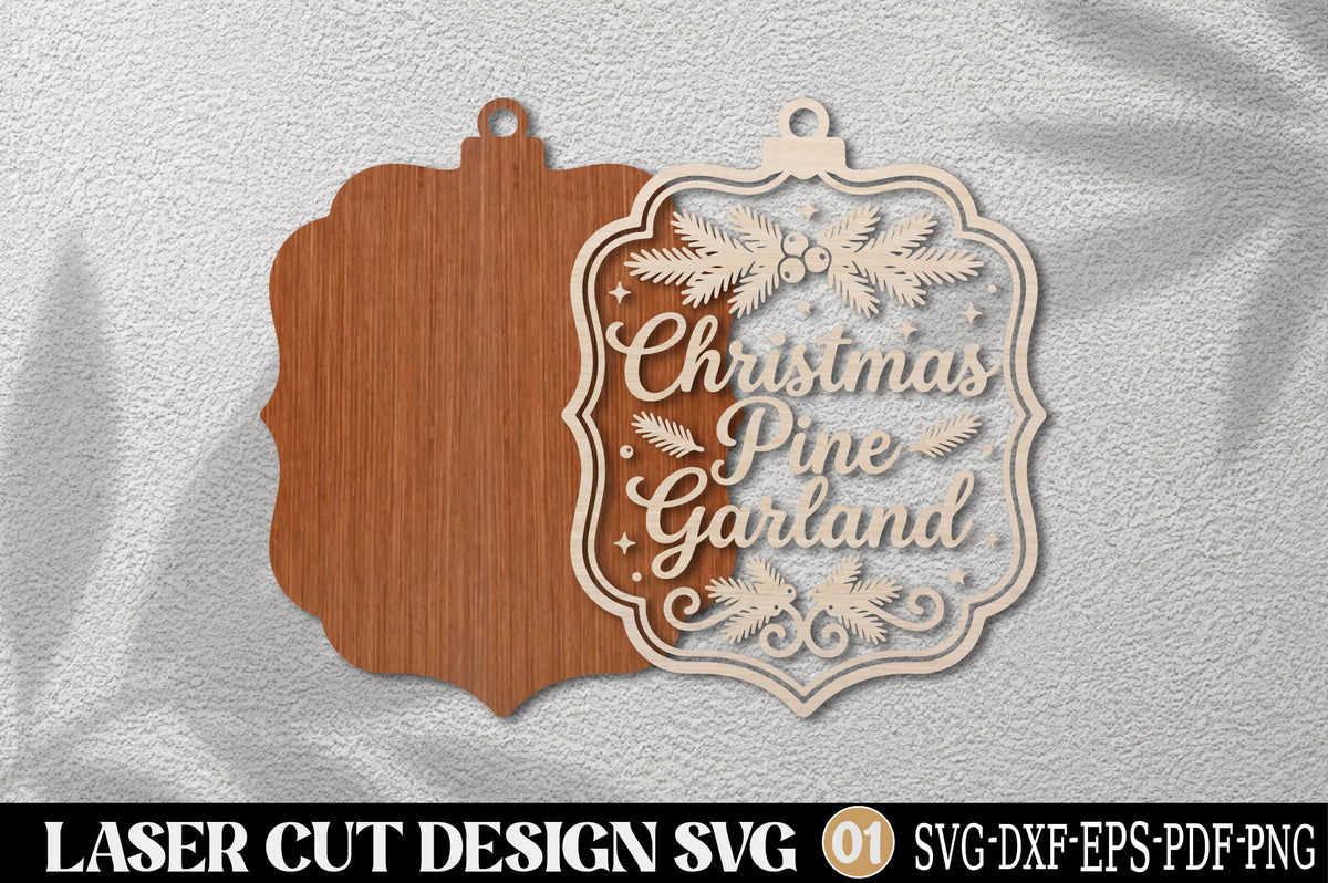 Christmas Pine Garland Laser Cut SVG | Christmas Ornament Cut File