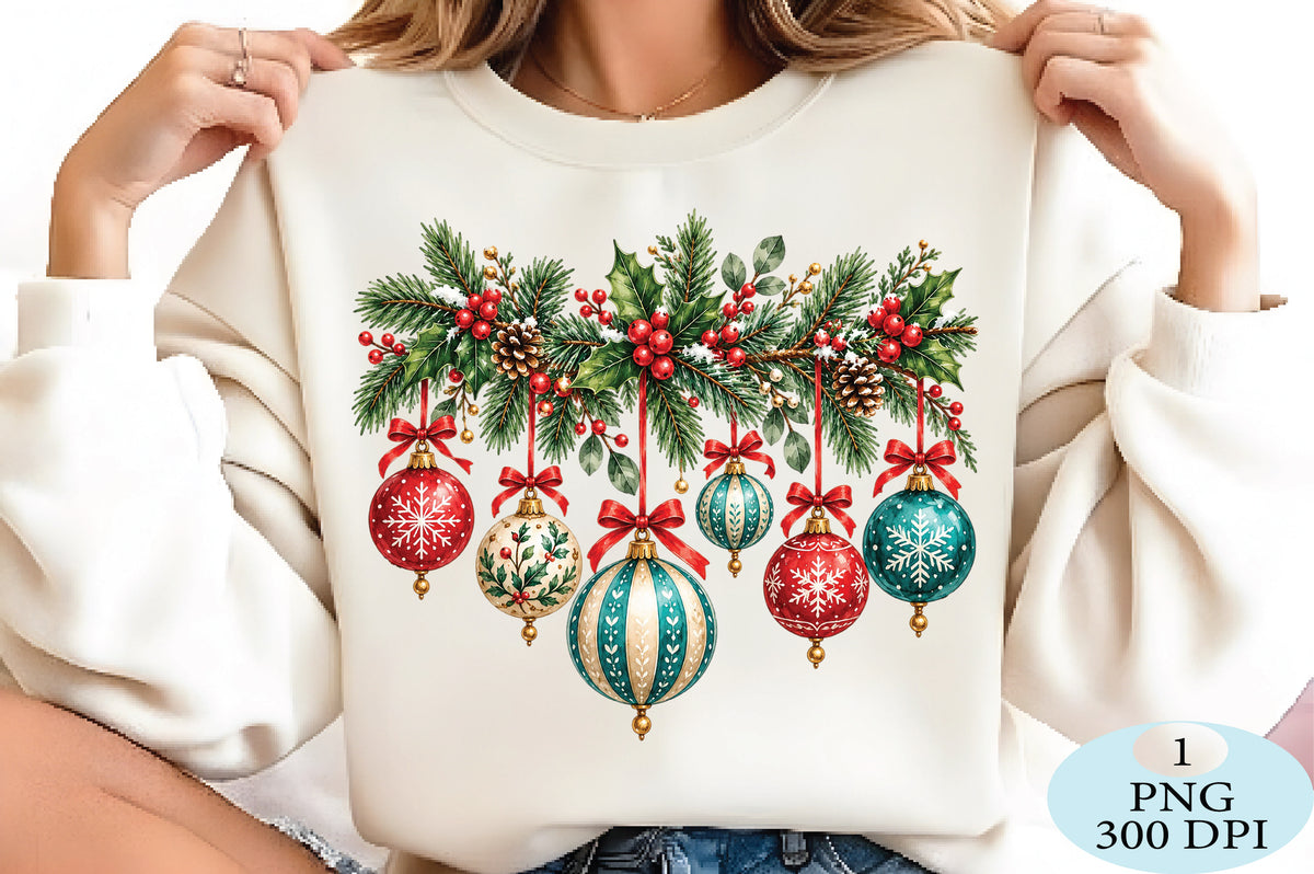 Christmas Pine Garland Ornaments PNG Sublimation