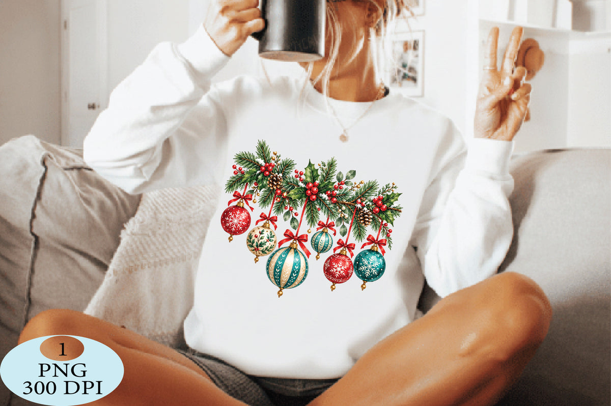 Christmas Pine Garland Ornaments PNG Sublimation