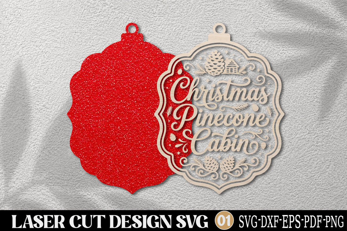 Christmas Pinecone Cabin Laser Cut SVG | Christmas Ornament Cut File