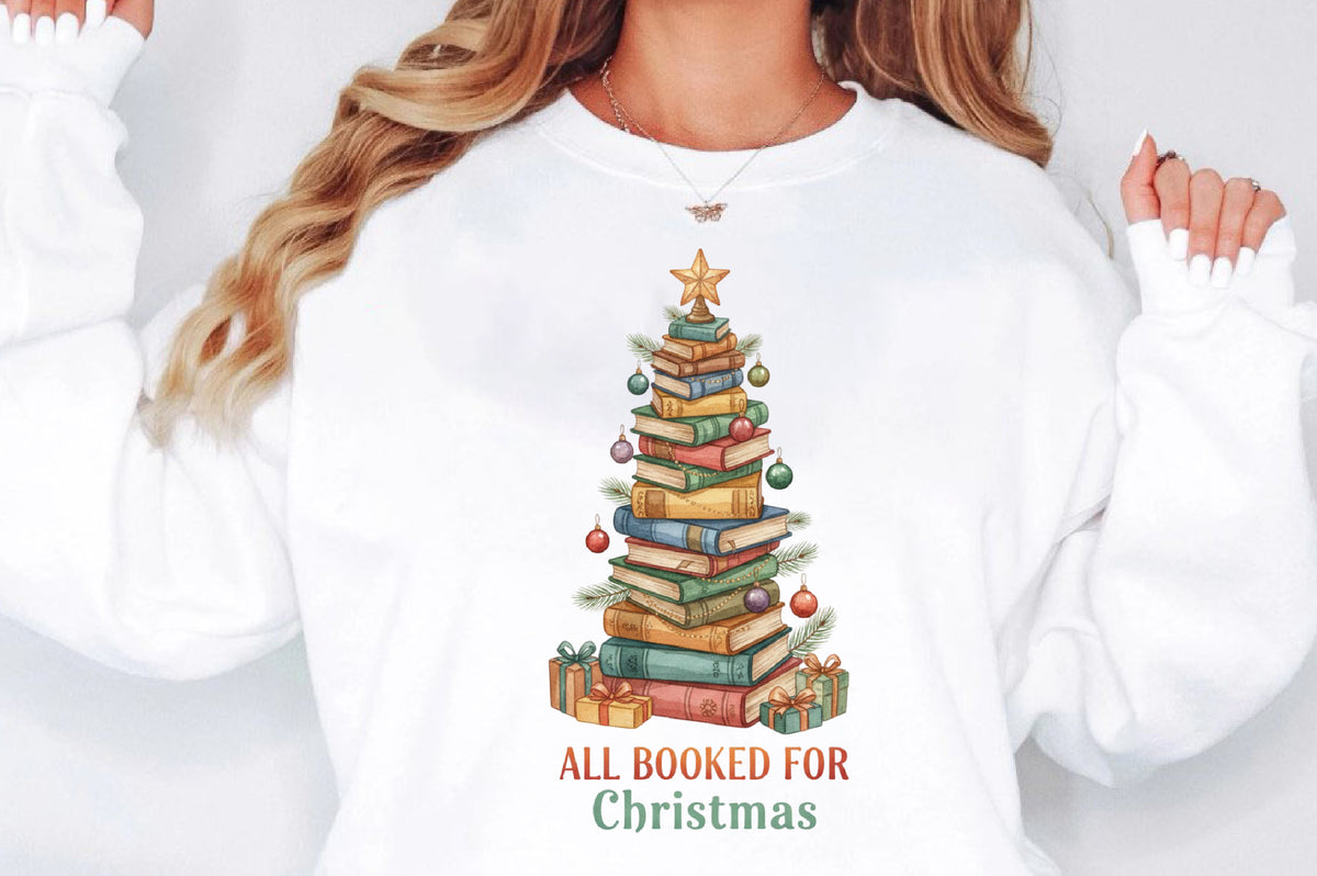 Christmas Book Lover PNG All Booked for Christmas Sublimation