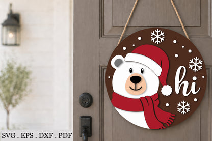 Christmas Polar Bear Hi Door Hanger SVG