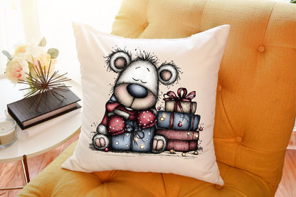 Christmas Polar Bear Lights Watercolor Clipart PNG Bundle