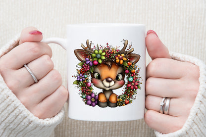Christmas Quirky Reindeer Watercolor Clipart PNG Bundle