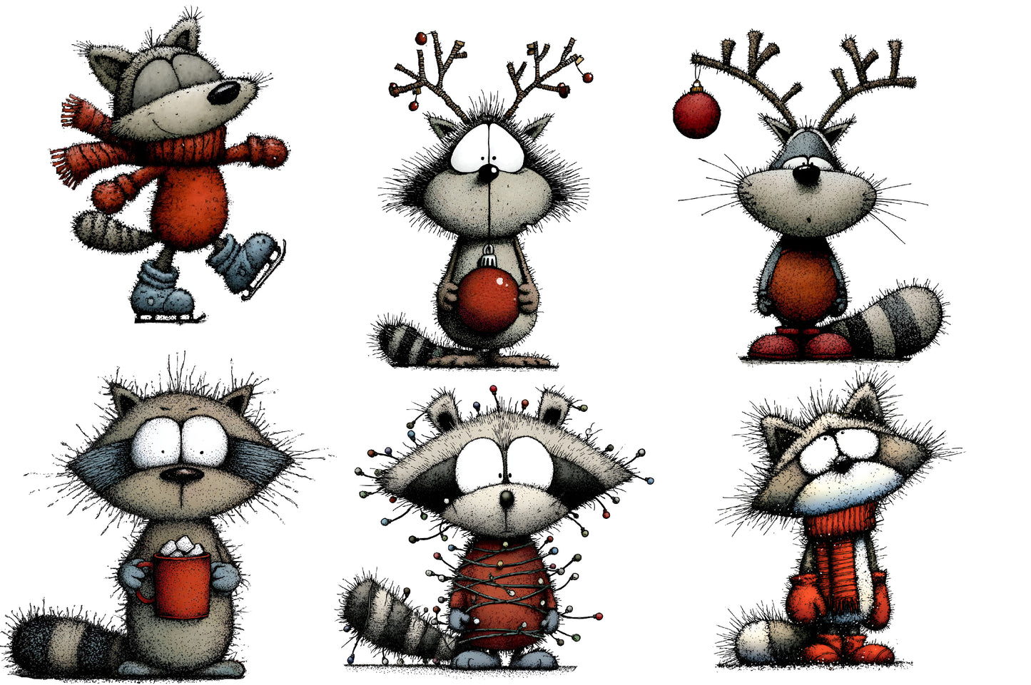 Christmas Raccoon PNG Cute Woodland Animal Clipart Sublimation