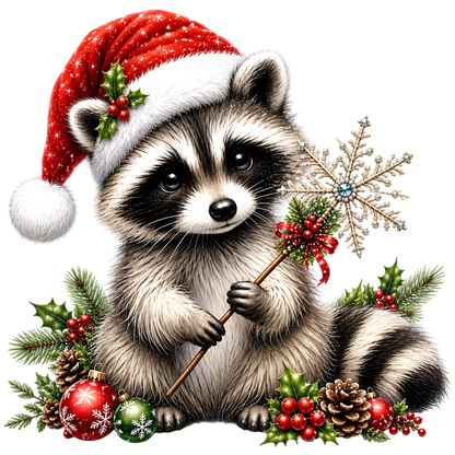 Christmas Raccoon Santa Hat PNG