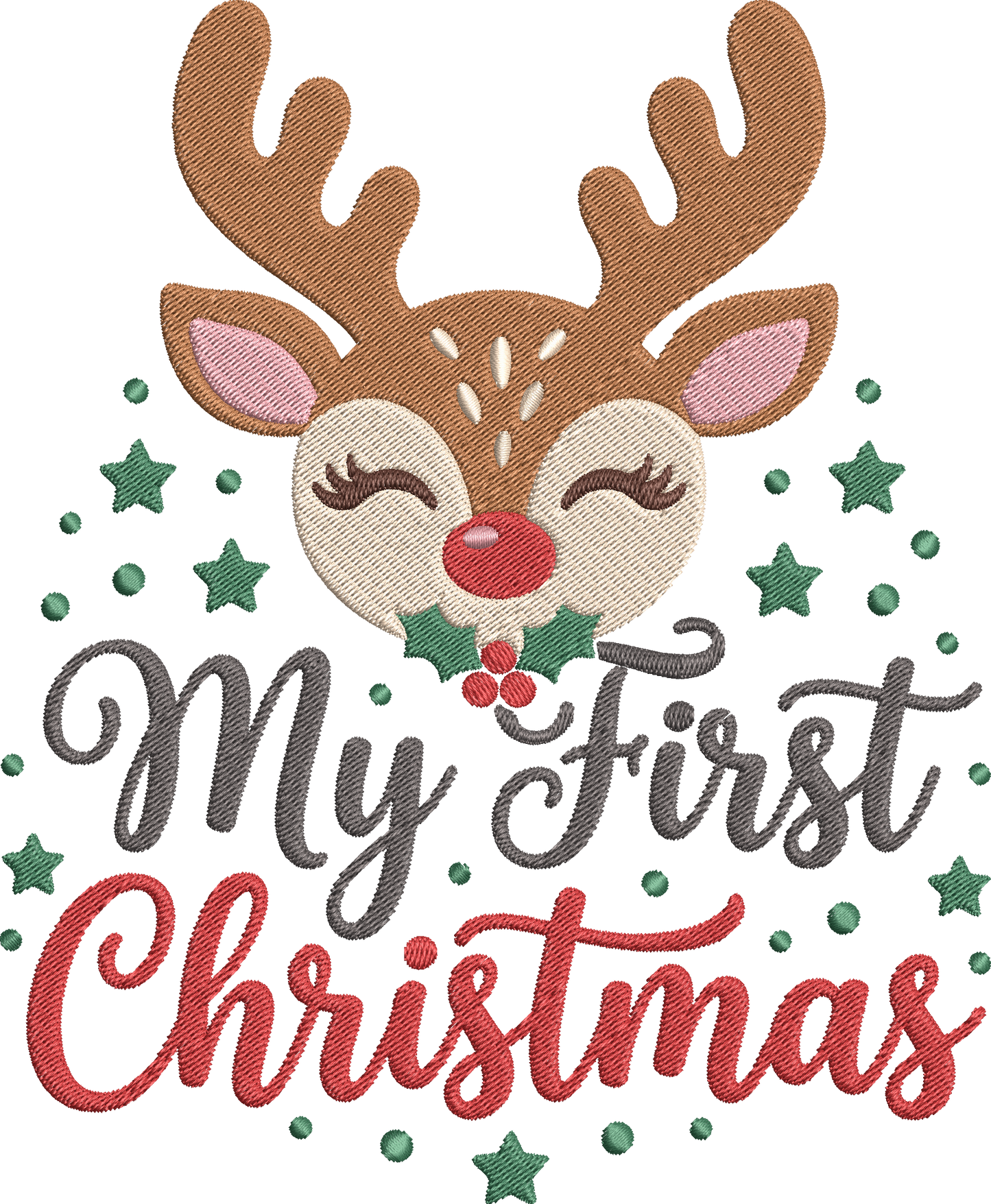 Baby Christmas Reindeer Embroidery Design – Cute Reindeer Machine Embroidery Pattern, Adorable Christmas Baby Embroidery Design