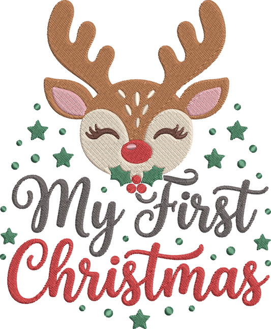 Baby Christmas Reindeer Embroidery Design – Cute Reindeer Machine Embroidery Pattern, Adorable Christmas Baby Embroidery Design