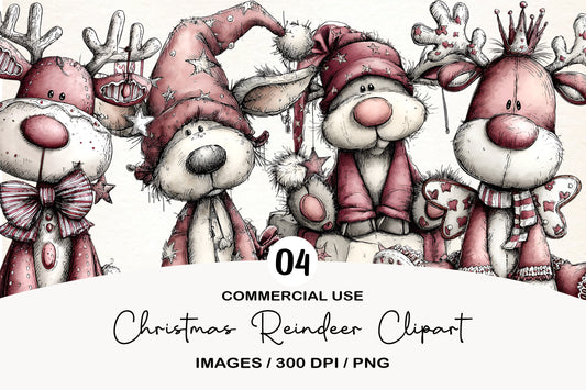 Christmas Reindeer PNG | Cute Reindeer Christmas Clipart | 4 PNG