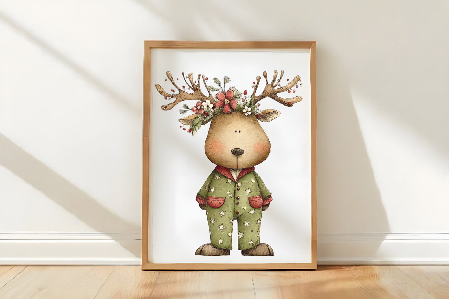 Christmas Reindeer Clipart PNG Bundle | Cute Watercolor Holiday Reindeer Clipart | Festive Christmas Deer PNG