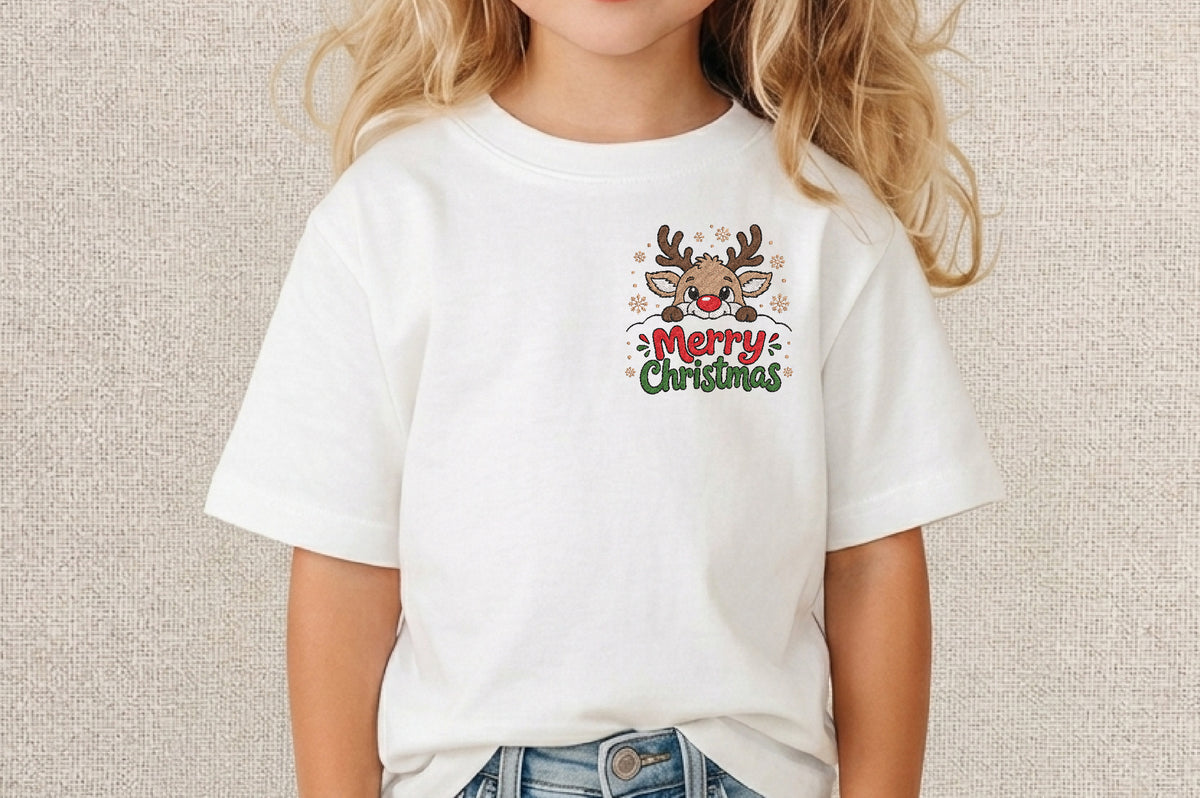 Christmas Reindeer Embroidery Design – Cute Reindeer Machine Embroidery Pattern, Festive Christmas & Winter Embroidery Design