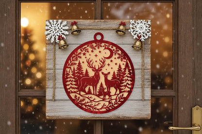 Christmas Reindeer Family Ornament Laser Cut SVG