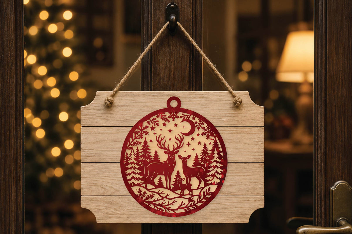 Christmas Reindeer Family Ornament Laser Cut SVG