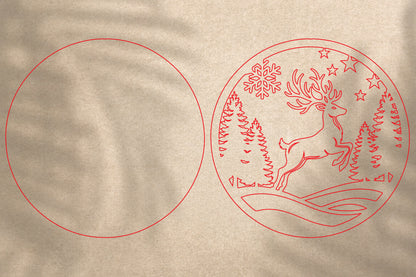 Christmas Reindeer Ornament Laser Cut SVG | Reindeer Christmas Tree Ornament
