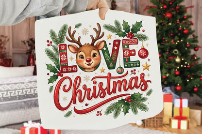 Christmas Reindeer Love PNG, Cute Deer Christmas Clipart, Love Christmas Sublimation Design