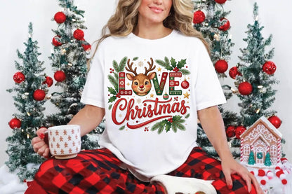 Christmas Reindeer Love PNG, Cute Deer Christmas Clipart, Love Christmas Sublimation Design
