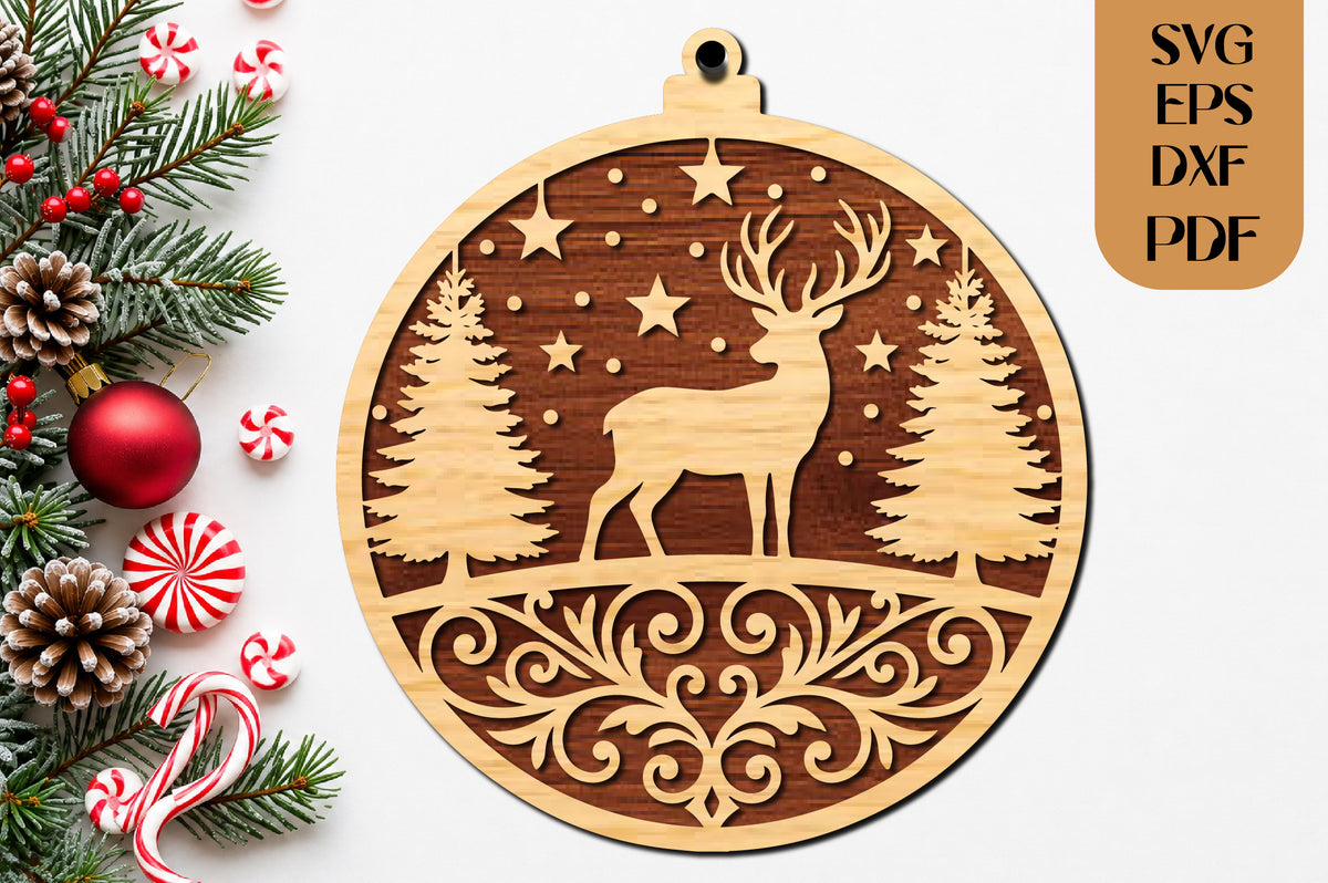 Christmas Deer Ornament SVG