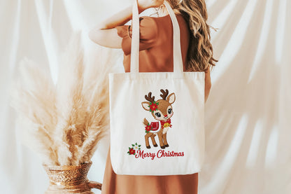 Cute Christmas Reindeer Embroidery PNG