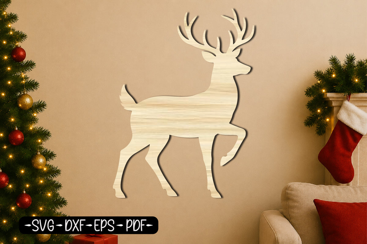 Christmas Reindeer SVG | Reindeer Laser Cut Christmas Silhouette Design
