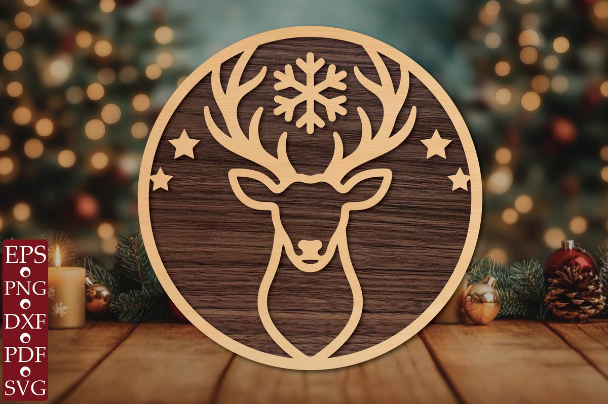 Christmas Reindeer Head SVG