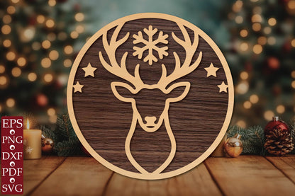 Christmas Reindeer Head SVG