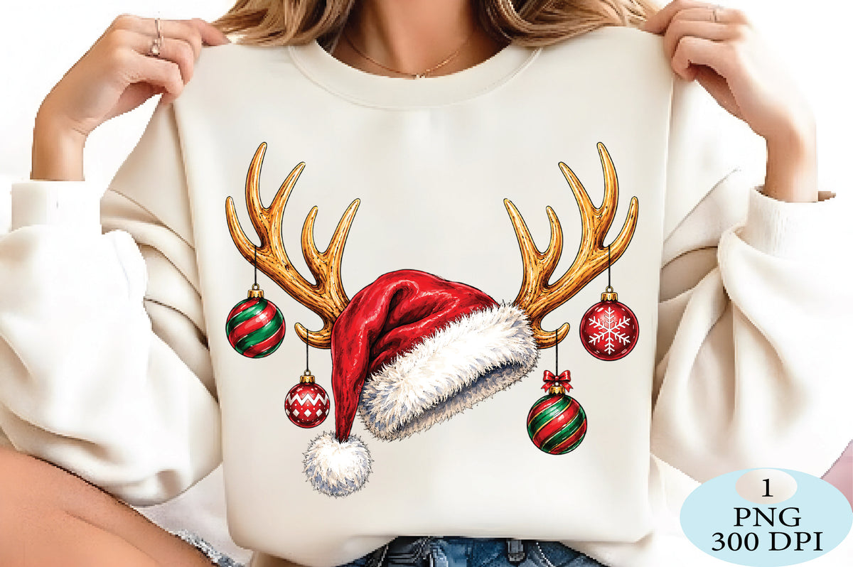 Christmas Reindeer Santa Hat PNG