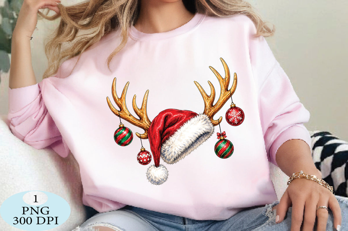 Christmas Reindeer Santa Hat PNG