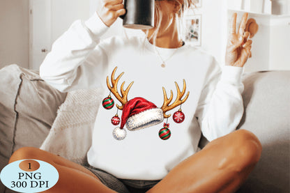 Christmas Reindeer Santa Hat PNG
