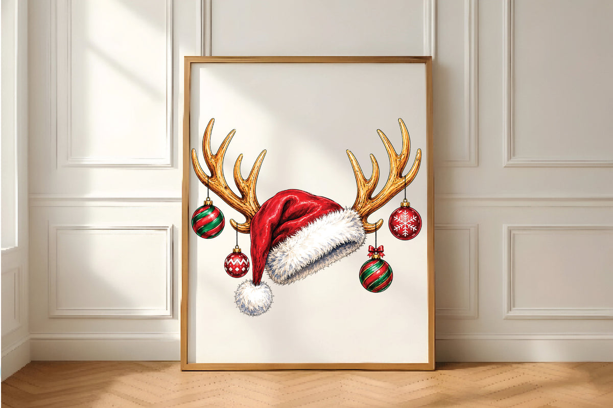 Christmas Reindeer Santa Hat PNG