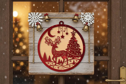 Christmas Reindeer Tree Ornament Laser Cut SVG