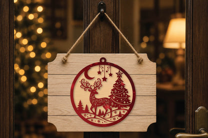 Christmas Reindeer Tree Ornament Laser Cut SVG