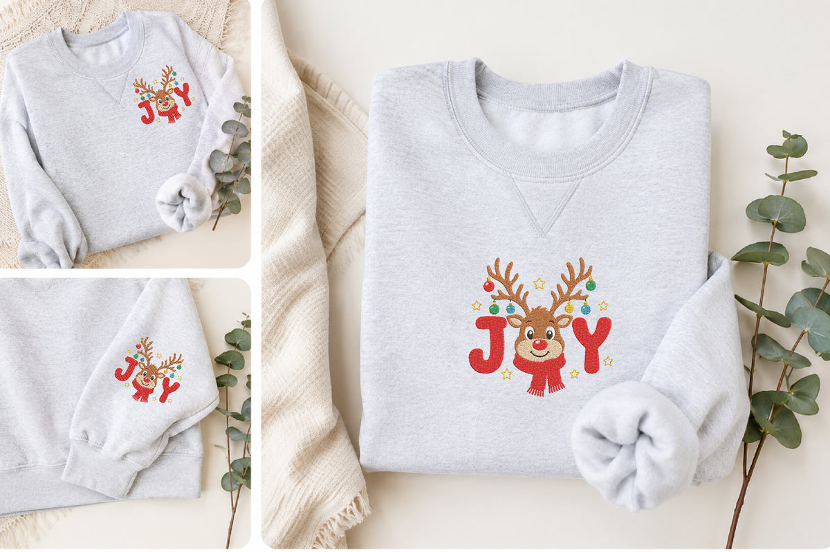 Christmas Reindeer Embroidery Design – Cute Reindeer Machine Embroidery Pattern, Festive Christmas & Winter Embroidery Design