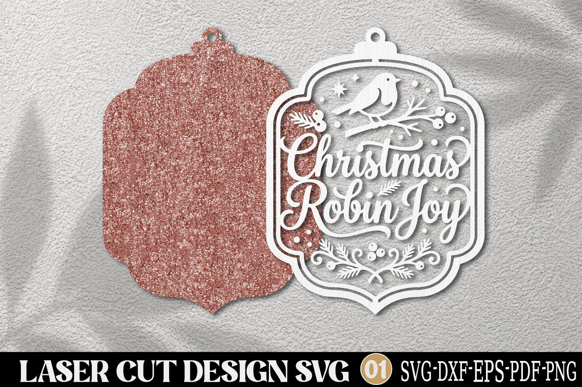Christmas Robin Joy Laser Cut SVG | Christmas Bird Ornament Cut File
