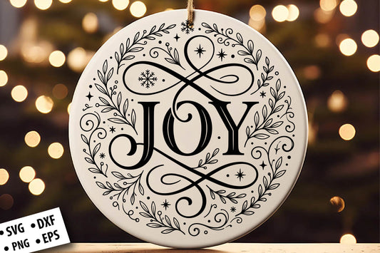Laser Cut Joy Christmas Ornament SVG